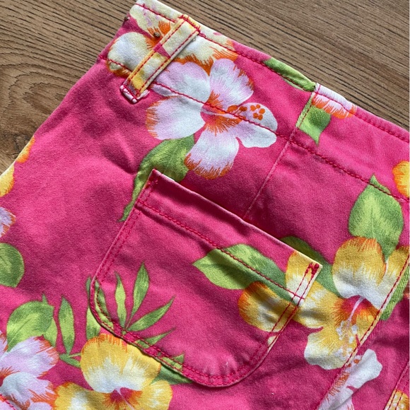 Hollister Floral Low Rise Shorts W23 Size 00 Pink Orange Hawaiian Summer Holiday - Picture 7 of 12